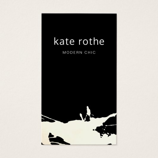 Modern Black White Abstract Splatter Visitekaartje (Voorkant)