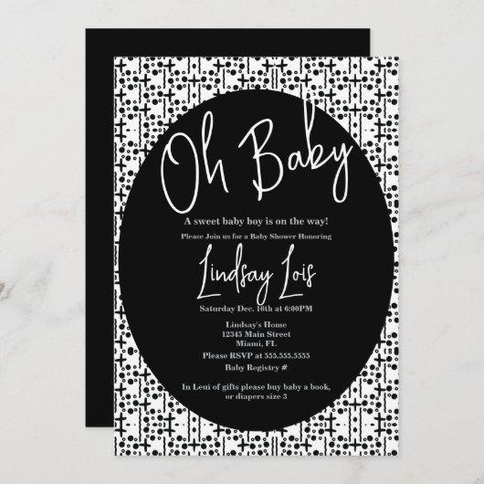 Modern Black White African Baby shower Kaart (Voorkant / Achterkant)