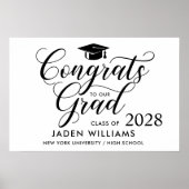 Modern Black White Afstuderen Banner Poster (Voorkant)