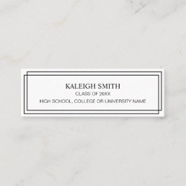 Modern Black White Afstuderen Invoegen naam Kaart Contactkaartje