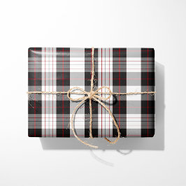 Modern Black White and Red Plaid Wrapping Paper Cadeaupapier