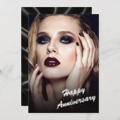 Modern Black & White Anniversary Flat Card Kaart (Voorkant / Achterkant)