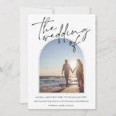 Modern Black White Arch Initiaal Photo Wedding Kaart (Voorkant)