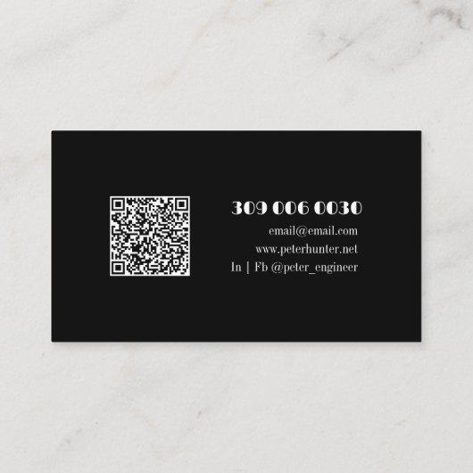 Modern Black & White Architectural Engineer Visitekaartje (Achterkant)