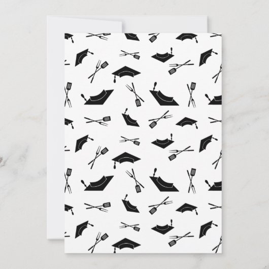 Modern Black White BBQ Graduation Party Kaart (Achterkant)