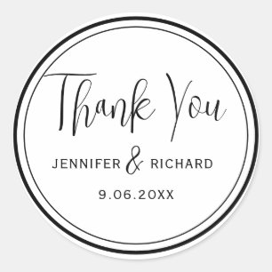 Modern Black & White Bedankt voor je bruiloft Ronde Sticker