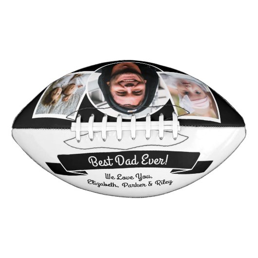 Modern Black White Best Pap Oog 3 Foto Collage American Football (Voorkant)