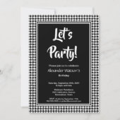 Modern Black White Birthday Party Kaart (Voorkant)