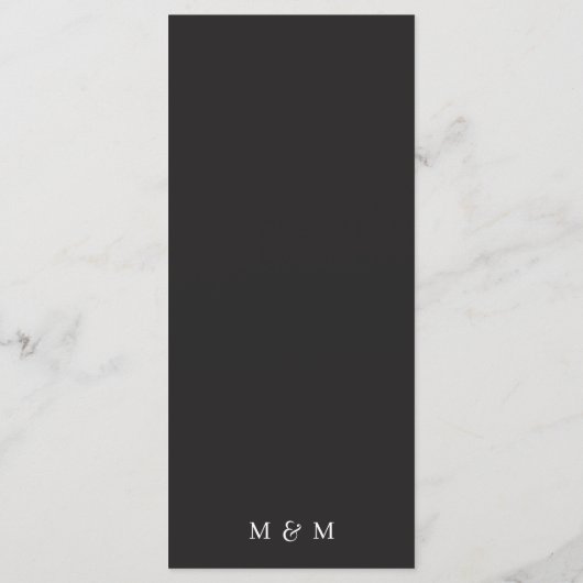 Modern Black & White bloemen chic Wedding Menu (Achterkant)