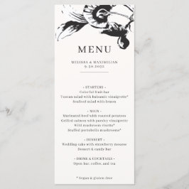 Modern Black & White bloemen chic Wedding Menu