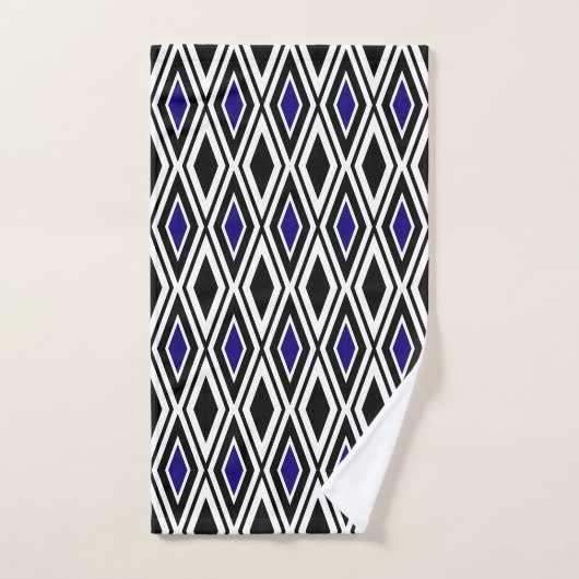 Modern Black White Blue Diamond Pattern Bad Handdoek (Handdoek)