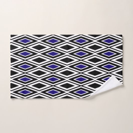 Modern Black White Blue Diamond Pattern Bad Handdoek (Handdoek)