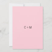 Modern Black White Blush PINK Heart Wedding Kaart (Achterkant)