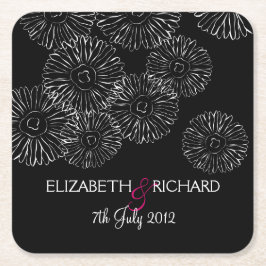 Modern Black White Boho Chic Daisy Wedding Kartonnen Onderzetters