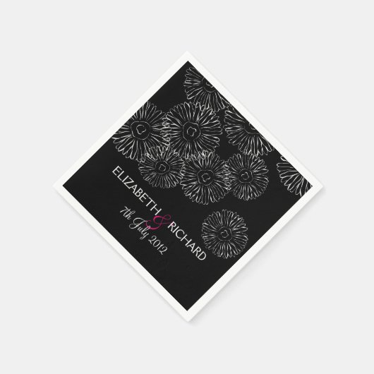Modern Black White Boho Chic Daisy Wedding  Servet (Hoek)
