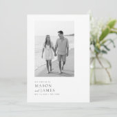 Modern Black & White Boho QR Code Photo Wedding Kaart (Staand voorkant)