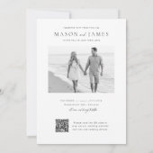 Modern Black & White Boho QR Code Photo Wedding Kaart (Achterkant)