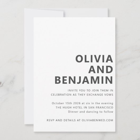 Modern Black White Bold Typography Photo Wedding Kaart (Voorkant)