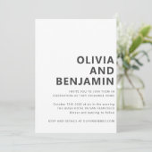 Modern Black White Bold Typography Photo Wedding Kaart (Staand voorkant)