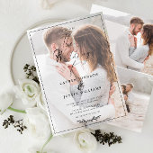 Modern Black White Botanical Script Vellum 3 Foto Kaart