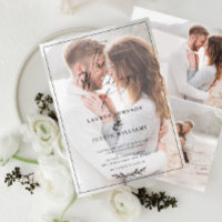 Modern Black White Botanical Script Vellum 3 Foto