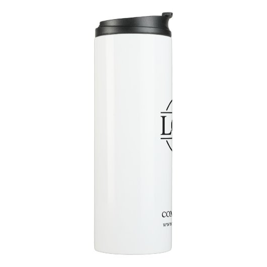 Modern Black & White Branded Bedrijf Zakelijke Log Thermosbeker (Gedraaid links)