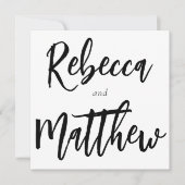 Modern Black White Brush Script Big Names Wedding Kaart (Voorkant)