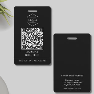 Modern Black White Business Logo QR-code Badge