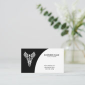 Modern Black & White Caduceus Pharmaceutical Visitekaartje (Staand voorkant)