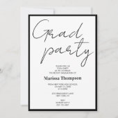 Modern Black White Calligraphy Graduation Party Kaart (Voorkant)