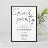 Modern Black White Calligraphy Graduation Party Kaart (Staand voorkant)