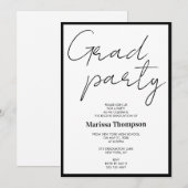 Modern Black White Calligraphy Graduation Party Kaart (Voorkant / Achterkant)