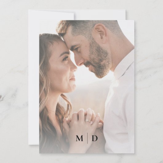 Modern Black & White Calligraphy Wedding Kaart (Achterkant)