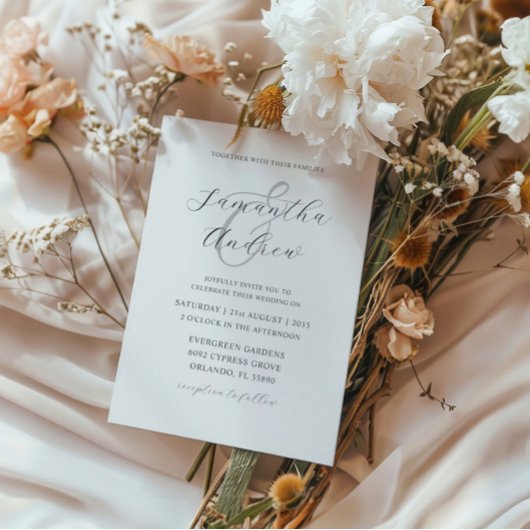 Modern Black & White Calligraphy Wedding Kaart