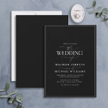 Modern Black & White Calligraphy Wedding Kaart<br><div class="desc">Het rendabele, elegante en moderne, eenvoudige, minimalistische zwarte en witte typografische trouwontwerp kenmerkt 'Het huwelijk van' in moderne kalligrafie en Serif tekst als de belangrijkste ontwerpfunctie, en is gebaseerd op onze beste vrijgezellenfeest-uitnodiging. De achterzijde van de kaart is voorzien van een zwarte structuur. De ontwerper van het contact voor de...</div>