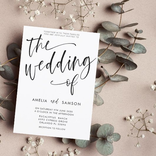 Modern Black & White Calligraphy Wedding of Kaart