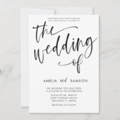 Modern Black & White Calligraphy Wedding of Kaart (Voorkant)