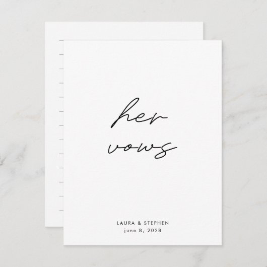 Modern Black White Calligraphy Weduwen haar stem (Voorkant / Achterkant)