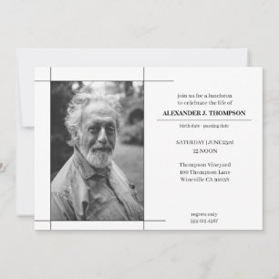 Modern Black & White Celebrating the LIfe Funeral Bedankkaart