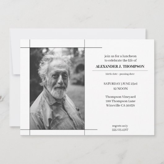 Modern Black & White Celebrating the LIfe Funeral Bedankkaart (Voorkant)