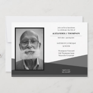 Modern Black & White Celebrating the LIfe Funeral Bedankkaart