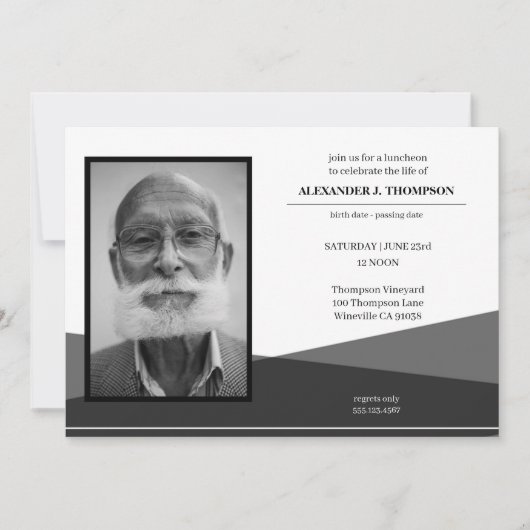 Modern Black & White Celebrating the LIfe Funeral Bedankkaart (Voorkant)