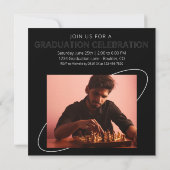 Modern Black White Chess 2x Photo Afstuderen Kaart (Achterkant)