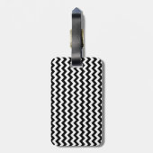 Modern Black White Chevron Pattern Bagagelabel (Achterkant verticaal)