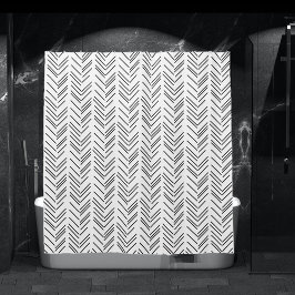 Modern Black White Chevron Pattern Douchegordijn