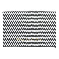 Modern Black White Chevron Pattern Gold Monogram