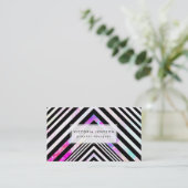 Modern Black White Chevron Pink Blauwgroen Clouds  Visitekaartje (Staand voorkant)