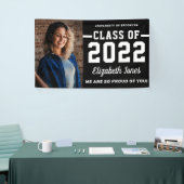 Modern Black White Class of 2022 Photo Afstuderen Spandoek (Beurs)