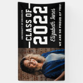 Modern Black White Class of 2022 Photo Afstuderen Spandoek (Verticaal)