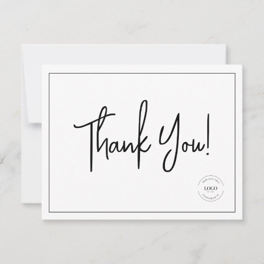 Modern Black White Company Logo. Sociale dank Bedankkaart (Voorkant)